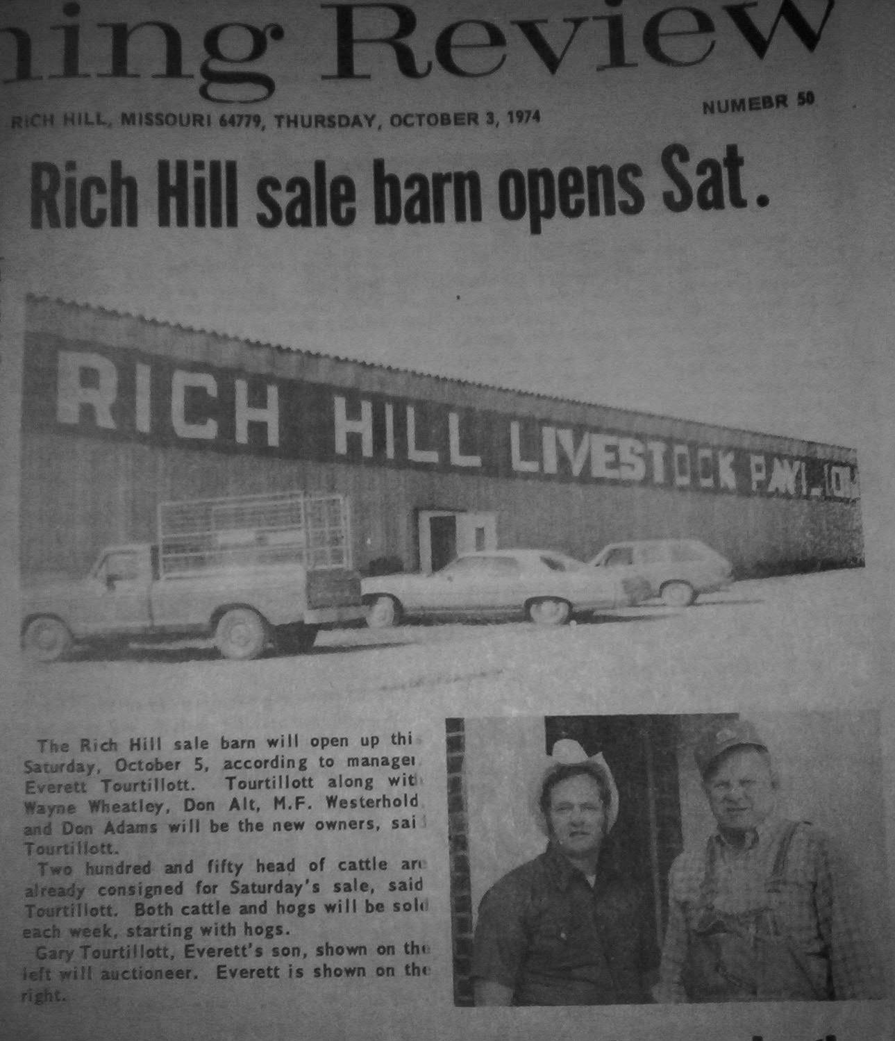 Rich Hill Missouri History Rich Hill Mining Review Oct 4 1974 Sale Barn Open