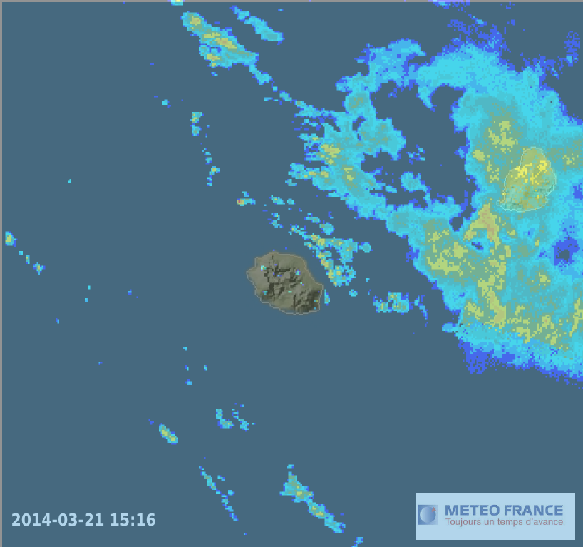 Image radar ile de la Réunion 21 mars 2014