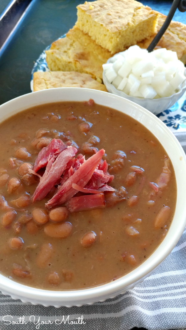 Slow Cooker Pinto Beans. These beans cook up creamy and tender with a smoky, silky  sauce that's perfect with cornbread. Recipe for crock pot and stove top preparation.