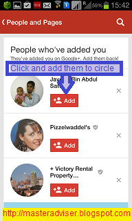 start Adding people by clicking G+ Add button