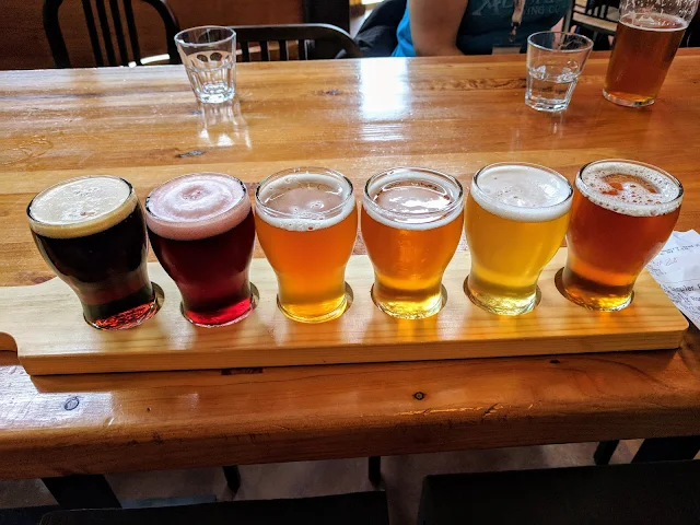 Craft Beer New Zealand: a paddle of beers at Eddyline brewery near Nelson