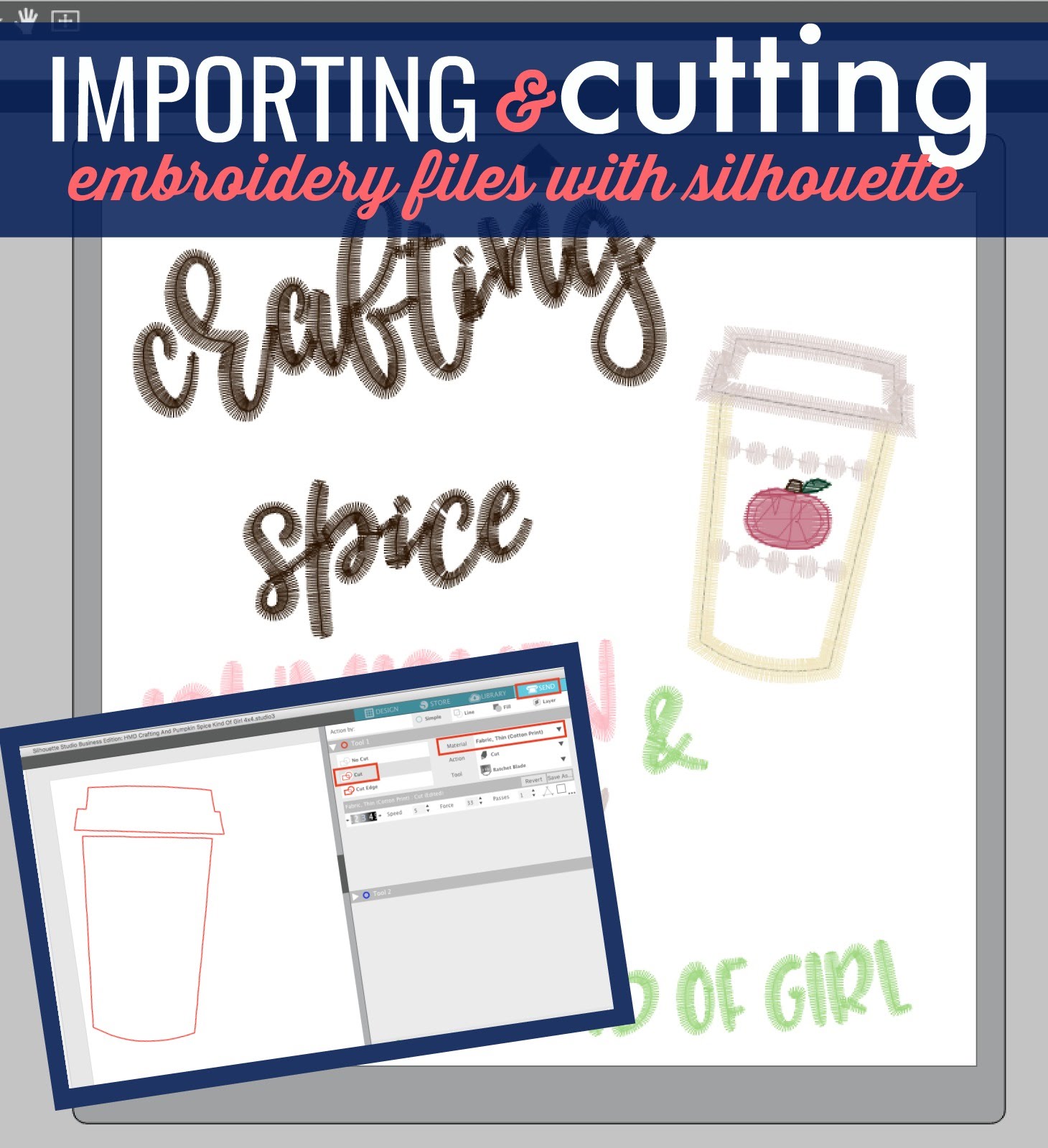 cutting embroidery applique files with silhouette cameo for