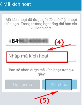 Bước 3 đăng ký Zalo Bước 3 đăng ký Zalo