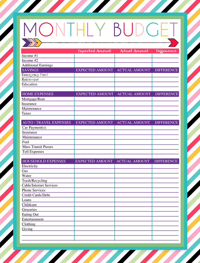 i should be mopping the floor: Free Printable Monthly Budget Worksheet