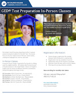 Flier for Rio Salado GED TEST Preparation In-Person Classes. Text in blog. Additional details at www.riosalado.edu/ged. Image of Rio HSE student speaker Heather Lyn Ashman.