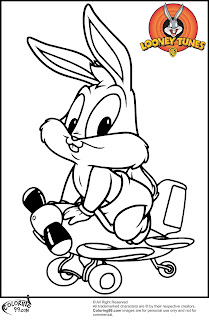 baby bugs bunny playing scooter coloring pages