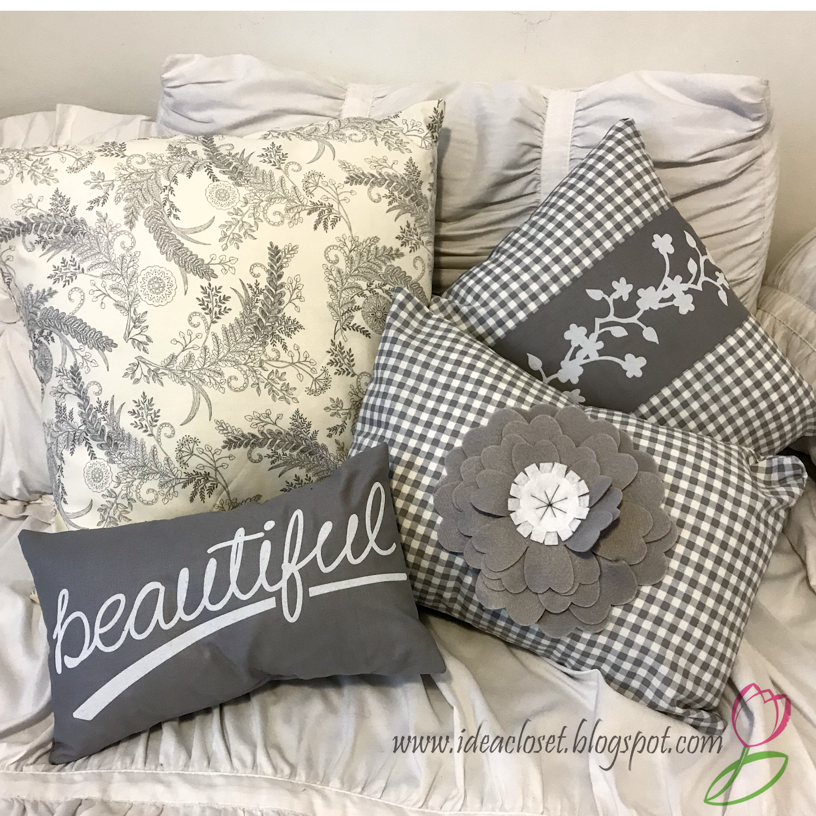 Bedroom Pillows made with Cricut Maker Idea Closet
