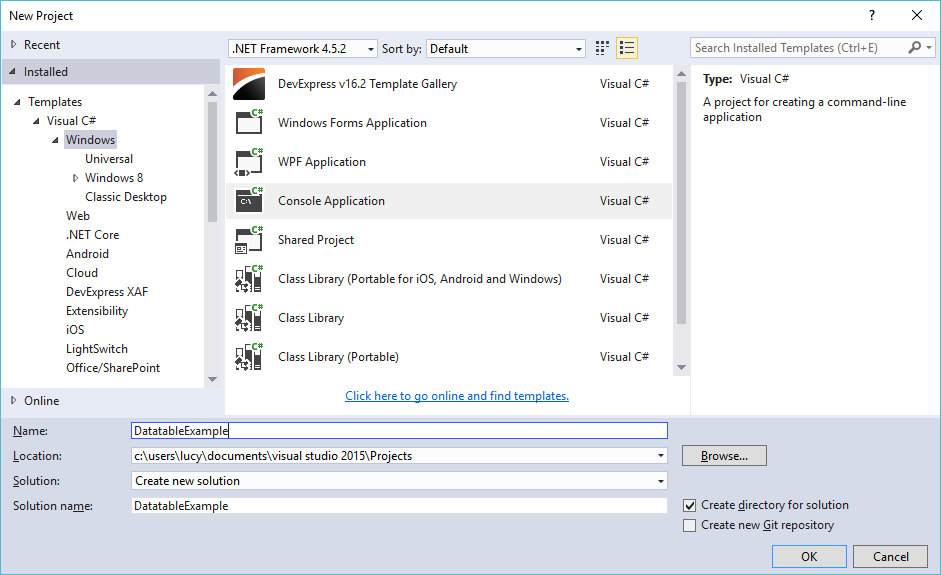 datatable in c#