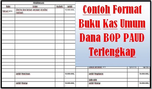 Contoh Format Buku Kas Umum Dana BOP PAUD Terlengkap