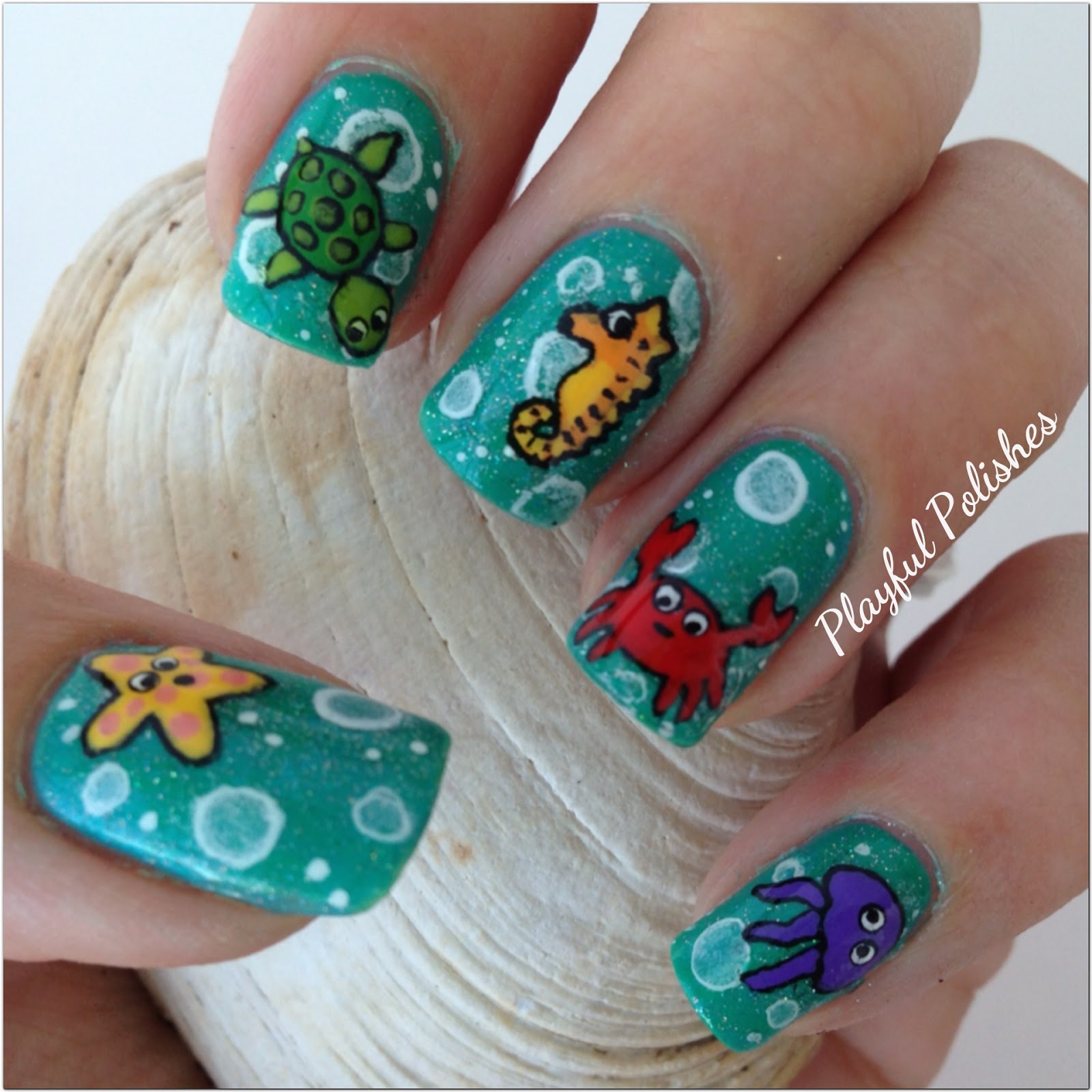 Playful Polishes: JUNE NAIL ART CHALLENGE: SEA CRITTERS