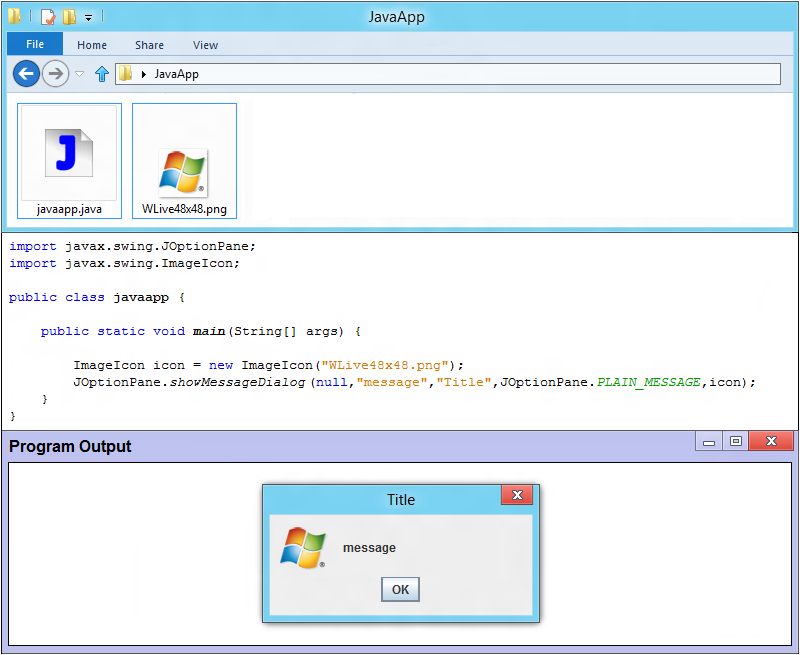 Easy Java Learn: JOptionPane : MessageDialog with Icon