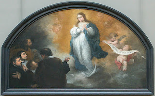 Inmaculada Concepción con seis figuras - Murillo - Óleo sobre lienzo 1665  172x298cm Museo del Louvre - PARÍS