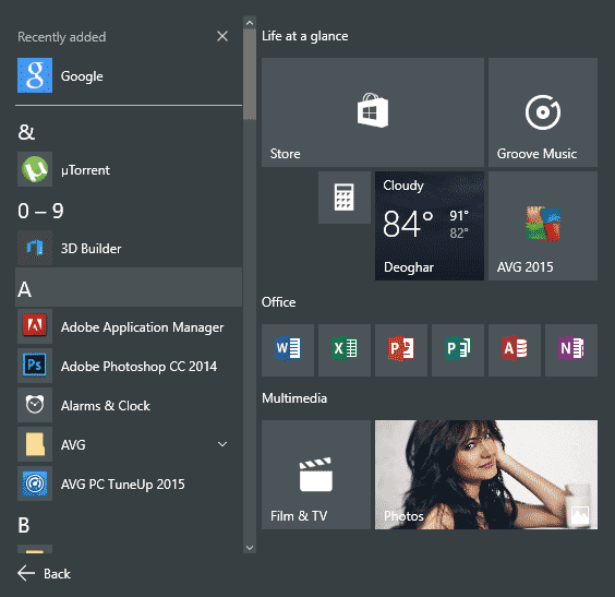Easily Navigate All Apps List in Windows 10 Start Menu Easily Navigate All Apps List in Windows 10 Start Menu