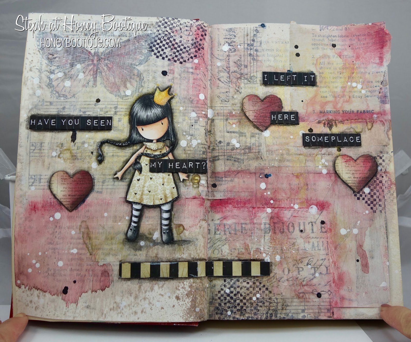 Honey Bootique Gorjuss art journal page Have You Seen My Heart?