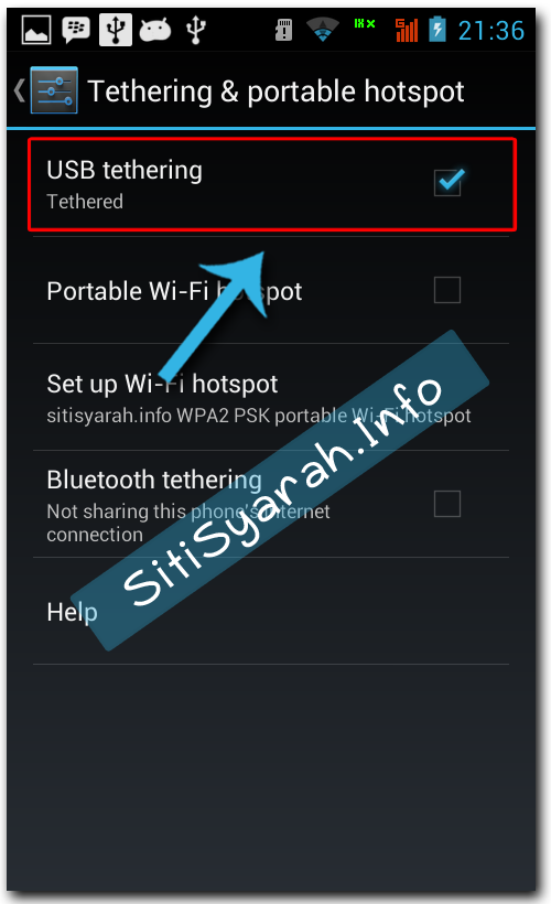 Seting Android sebagai modem