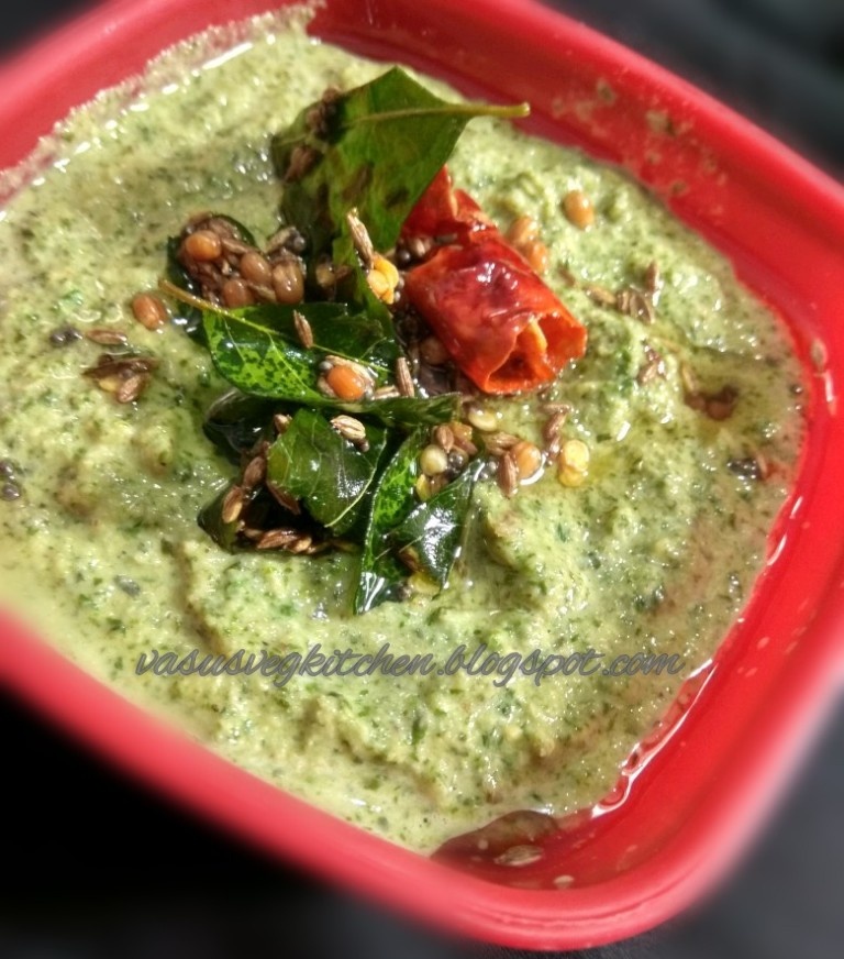 Vasusvegkitchen Pudina chutney with coconut , how to prepare mint