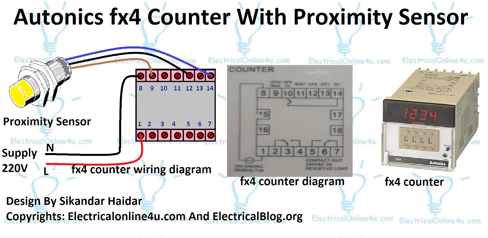 Autonics Fx4 Counter With Proximity Sensor Diagram - Electricalonline4u