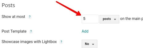 blog posts setting me show at most ke andar post number dale