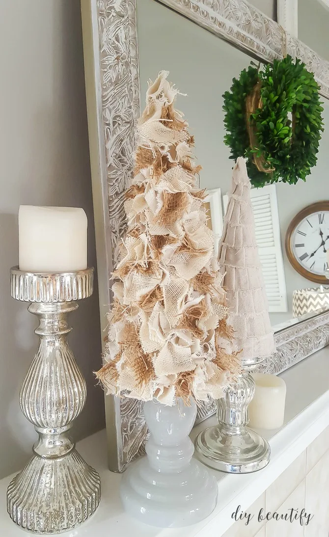 These burlap and drop cloth trees are easy to make and fabulous to decorate with! Get the tutorial at diy beautify.