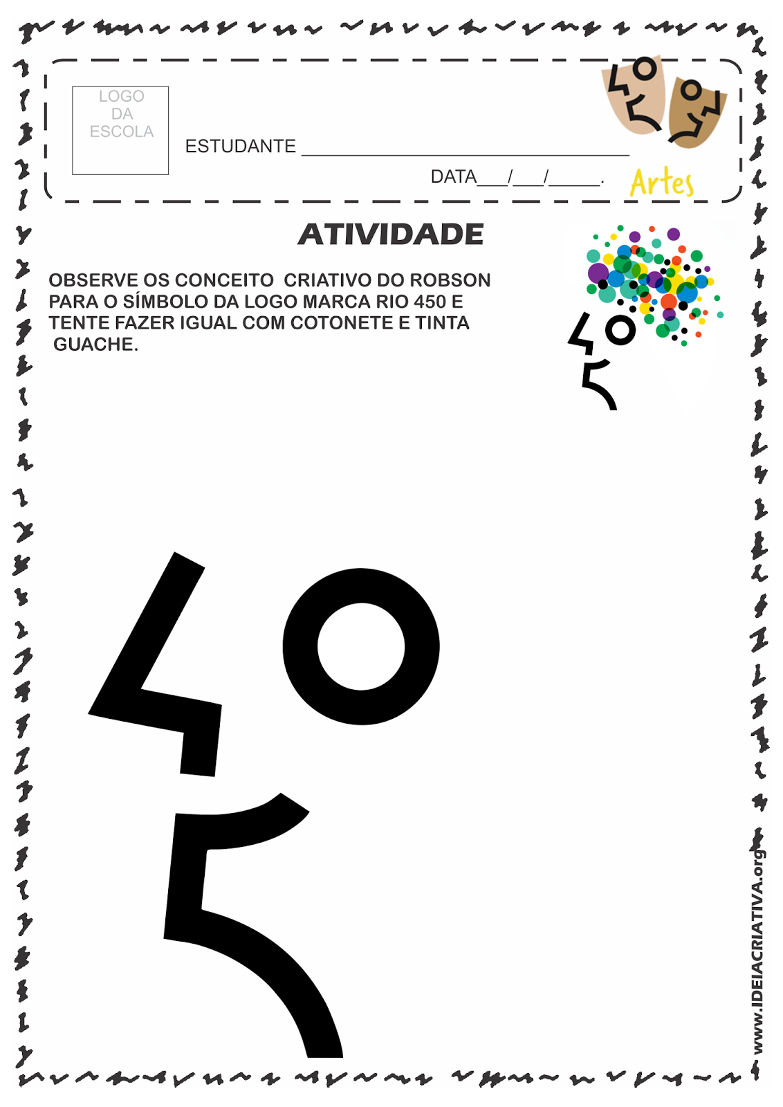 Atividade Rio 450 Anos Conceito Criativo Símbolo da Logomarca Pintura com Cotonete