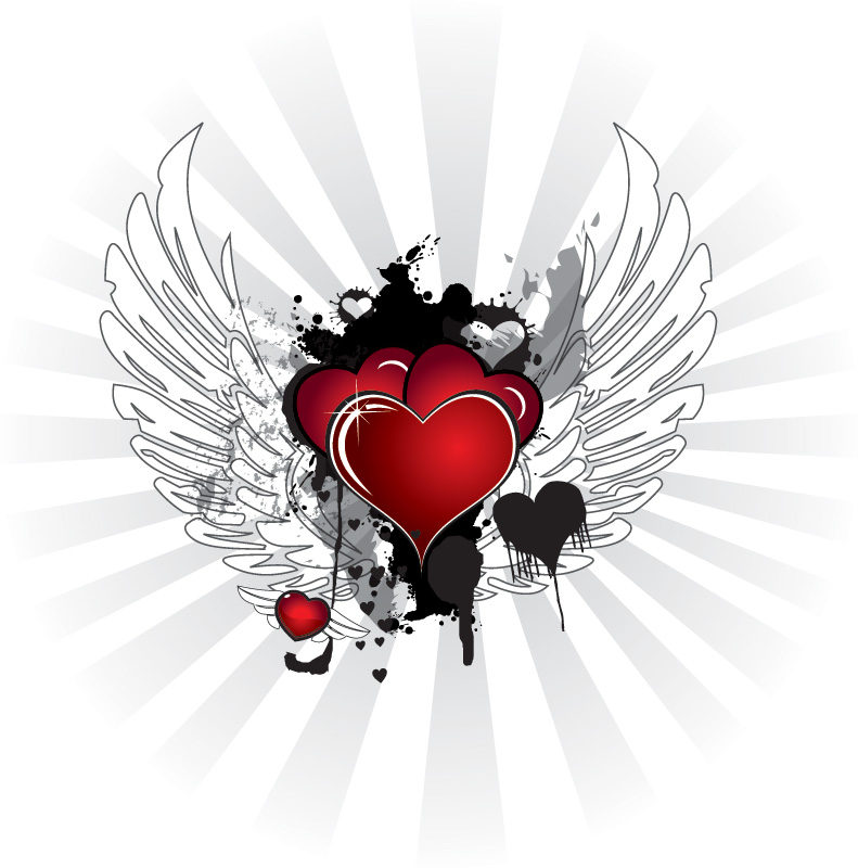 Dibujos de corazones con alas de fuego - Imagui