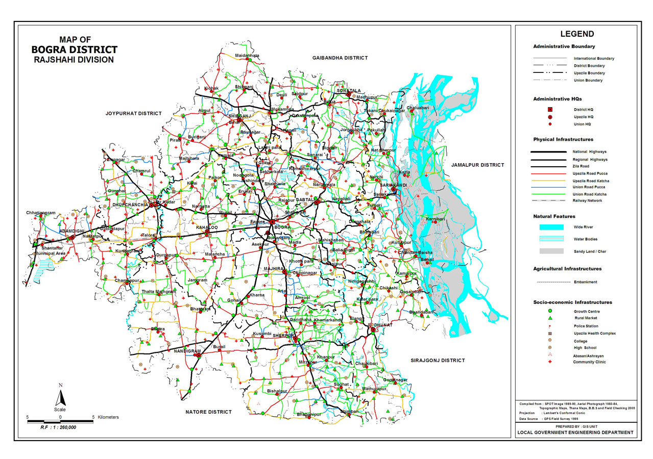 Bogra District Map Bangladesh