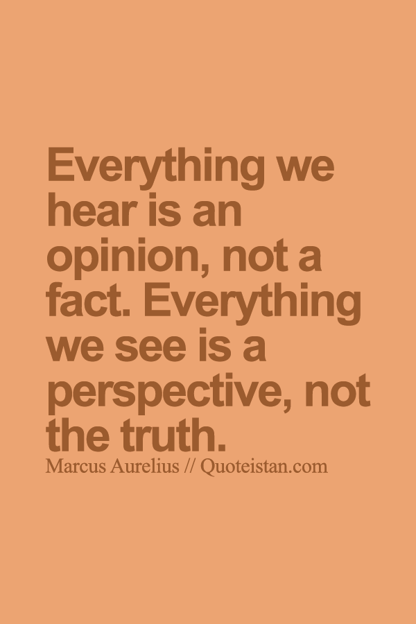 Everything we hear is an opinion, not a fact. Everything we see is a perspective, not the truth.