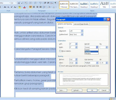 Mengatur Paragraf di Microsoft Word 2007