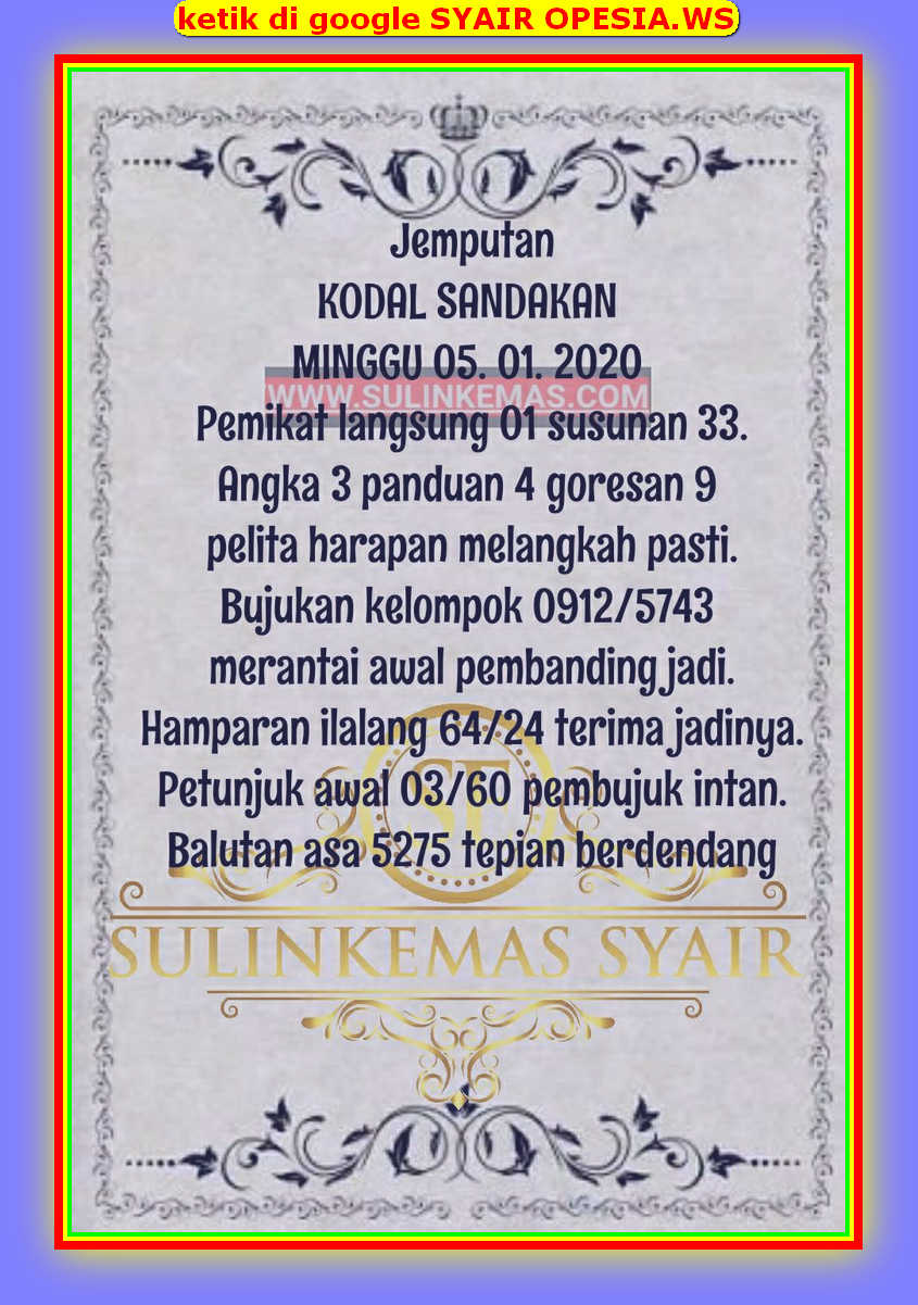 1 New Message Kode Syair Hongkong 5 Januari 2020 Forum Syair Togel Hongkong Singapura Sydney