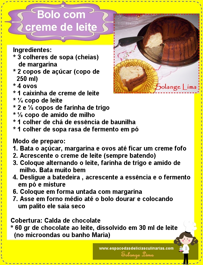 Plano De Aula Receita De Bolo Educação Infantil Bolo com creme de leite, faça e venda - Espaço das delícias culinárias