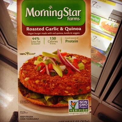 Vegan Vegetarian Food Protein Groceries MorningStar Farms Roasted Garlic & Quinoa Burgers made with red quinoa, lentils, and veggies Veggieburger