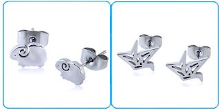 stainless steel ear studs with sheep shape and dove