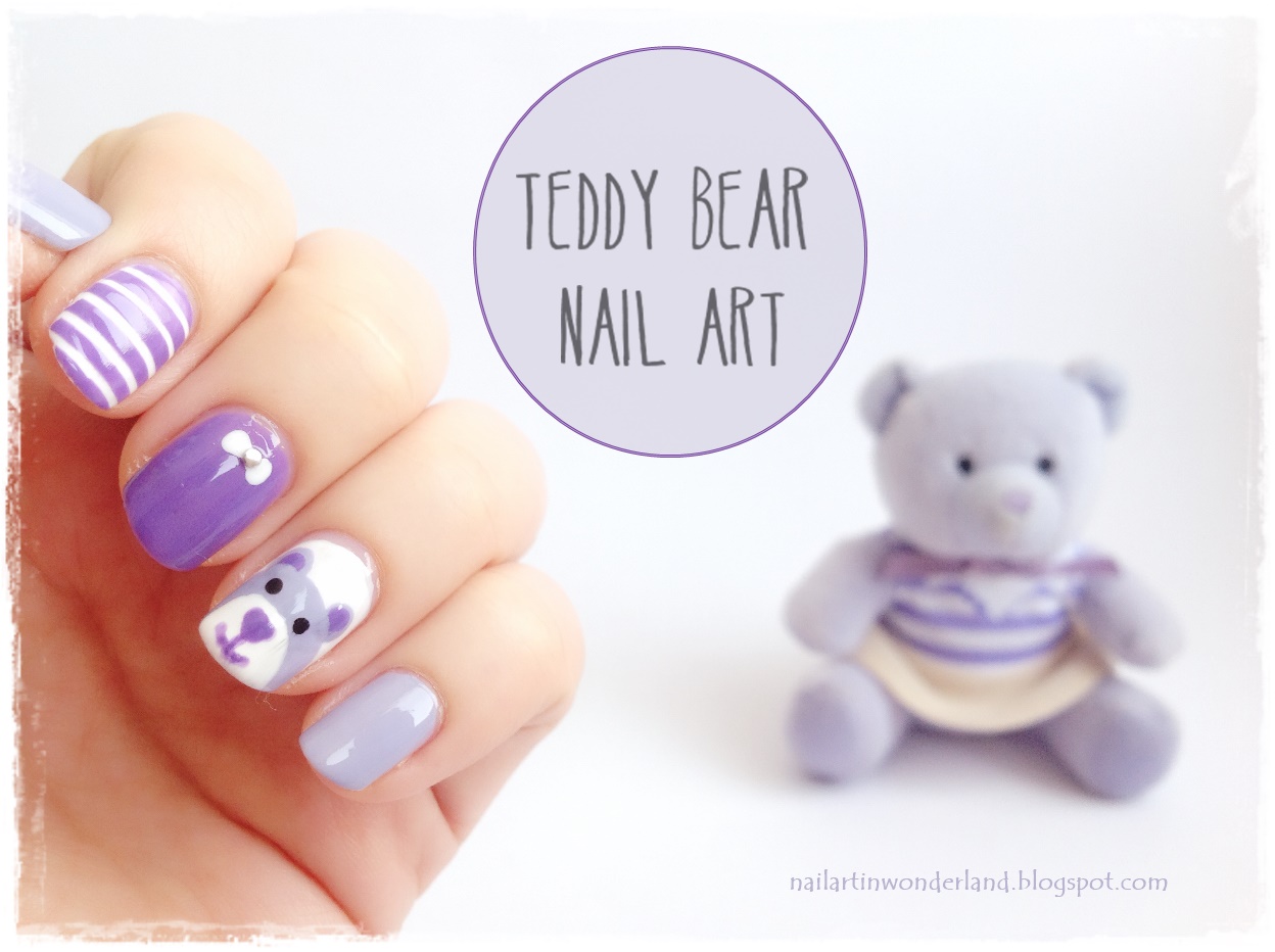 9. Bear Nail Art with Glitter Accents - wide 7
