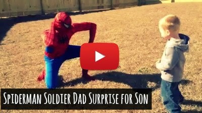 Watch how Homecoming Soldier Dad surprises his 3 year old son Noah by dressing up as his favorite Superhero Spiderman via geniushowto.blogspot.com Homecoming videos