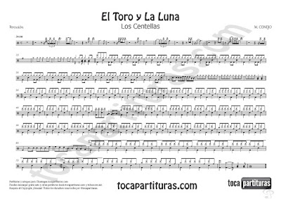 Partitura de El Toro y la Luna para Batería y Percusión Sheet Music for Drums and Percussion 