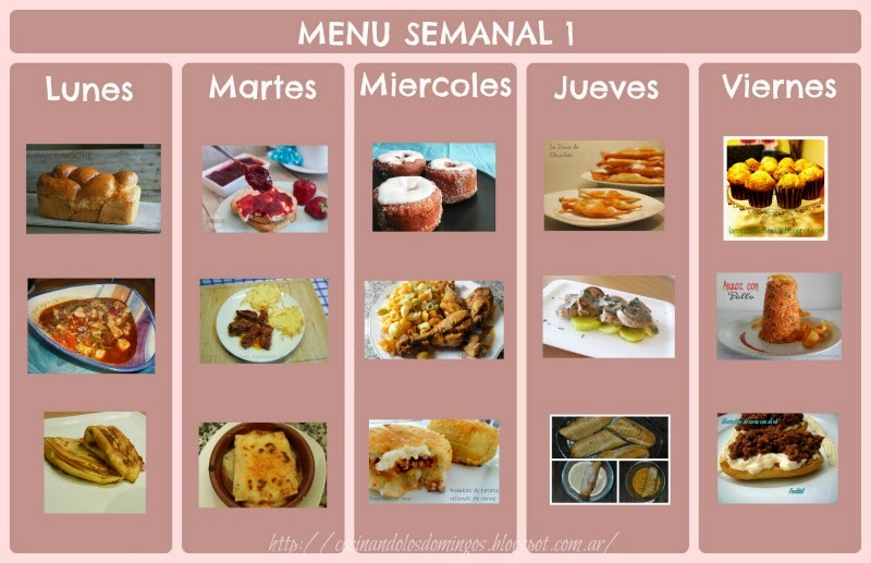 Cocinando Los Domingos: MENÚ SEMANAL I