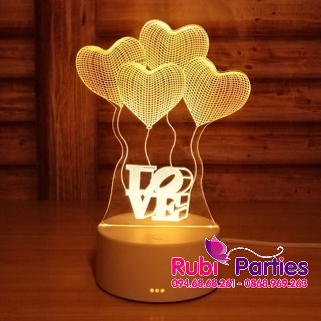 Đèn LED 3D Hình bốn trái tim (713) Den LED 3D Hinh bon trai tim (713)