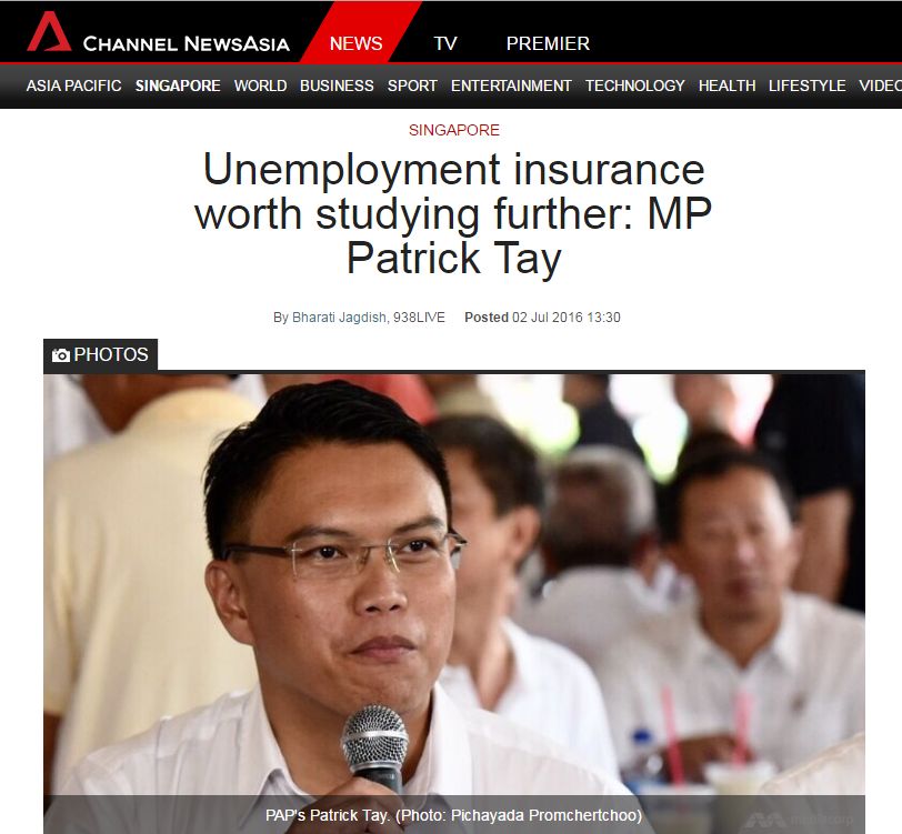 Image result for patrick tay unemployment insurance