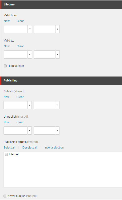 Lifetime and publishing fields Lifetime and publishing fields
