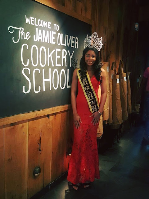 Miss Pride Of Africa UK 2016 Queen Christinana Mellah Onwuzuruoha at Jamie Olivers Cookery School