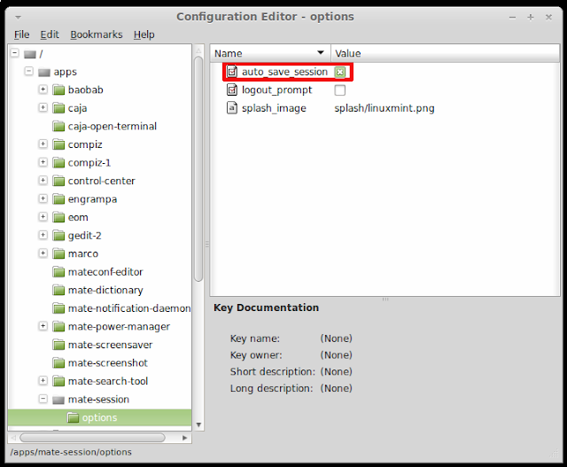 How to enable session saving in Linux Mint 13 MATE