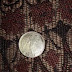 Moneda redonda de plata con funda de piel negra.