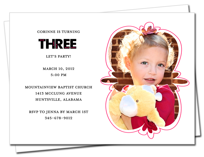 Belle Announces Fun Framed Photo Birthday Invitation