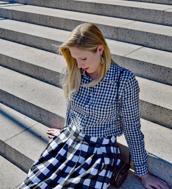 Gingham_top_Checked_Skirt_pattern_mixing
