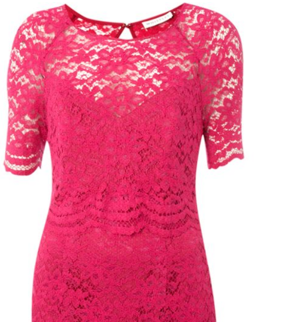 sheworeit: Holly Willoughby's Whistles Josa Fuchsia Pink Tiered Lace ...