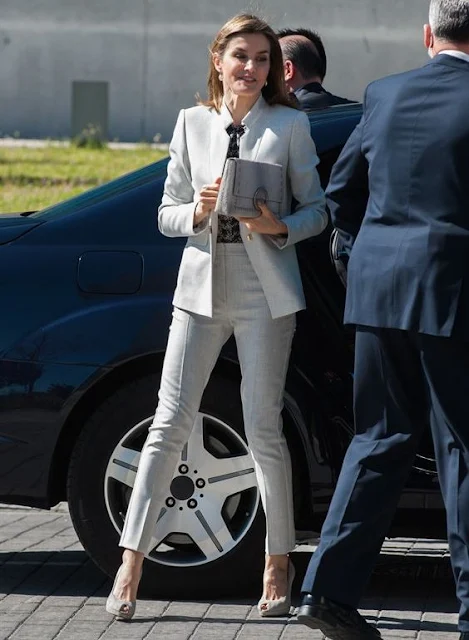 Queen Letizia of Spain visited the Research Institute of Food Science at the Autonoma University, style, fashions wore dresses