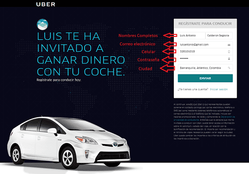 Uber Barranquilla Registro