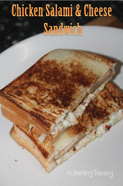 Chicken Salami Sandwich Recipe - Yummy Tummy