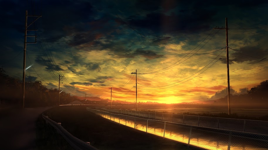 Anime, Scenery, Sunset, Landscape, 4K, 3840x2160, #44
