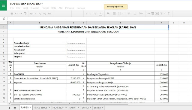 Contoh RAPBS PAUD/TK Tahun 2018 RPPH RKH PAUD, TK, KB